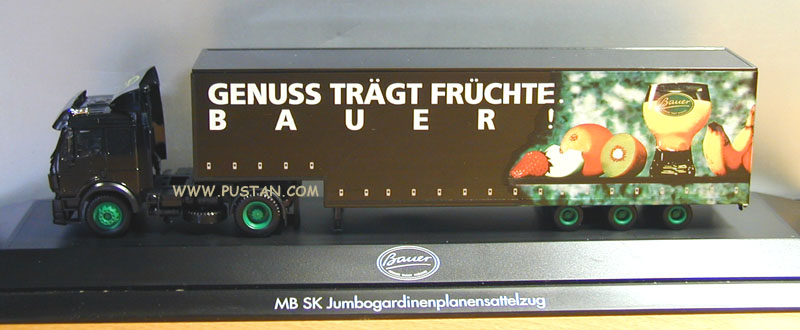 Bauer Genuss trägt Früchte PC MB SK Jumbogardinenplanensattelzug Bauer