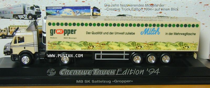 CREATIVE TRUCK Edition '94 Top Ten Models 1735 gropper Molkerei Bissingen Der Qualität und der Umwelt zuliebe Milch in der Mehrwegflasche MB SK Sattelzug DLG-AM 1753 Gropper