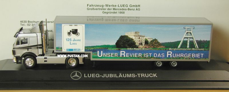 Fahrzeug-Werke-LUEG GmbH Großvertreter der Mercedes Benz AG Gegründet 1868 Bochum Wattenscheid Essen Bottrop Castrop-Rauxel Gelsenkirchen Buer Gladbeck Marl Recklinghausen Velbert Witten Jubiläums Truck 1993 125 Jahre Villa Hügel Bergbaumuseum Unser Revier ist das Ruhrgebiet 1850 LUEG