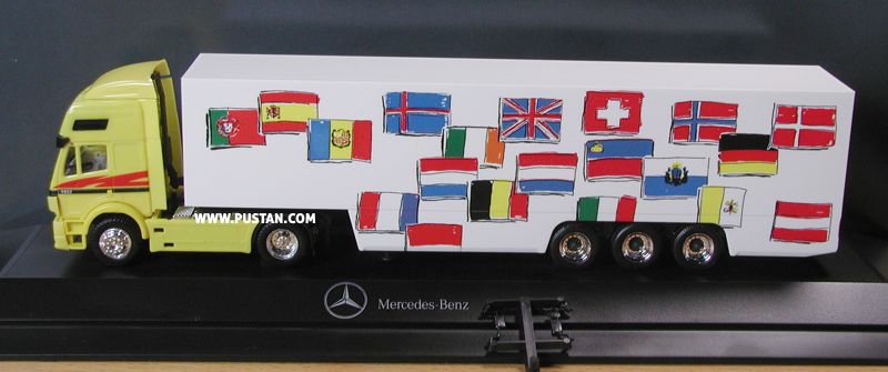 Mercedes Benz Länderflaggen vom Actros Werbemodell B 6 600 0079 Modellauto Collection Kögel Ulm 1953 Mercedes