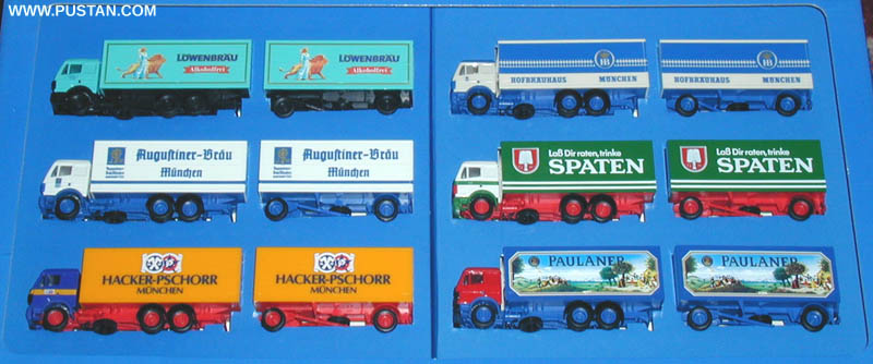 Mercedes-Benz AG Niederlassung München Münchener Brauerei-Fahrzeuge Löwenbräu Alkoholfrei J.W. Augustiner-Bräu gegründet 1328 Hacker-Pschorr 1417 HB Hofbräuhaus Spaten 164 GS Seit 1397 Paulaner Weißbier Mercedes-Benz