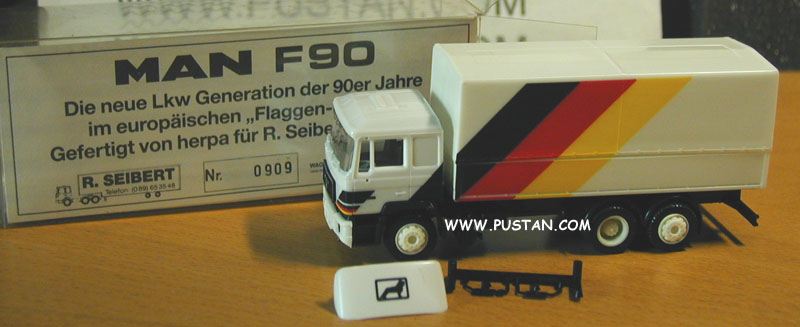 MAN F90 Flaggenfahrzeug Deutschland Seibert München / Die neue LKW Generation der 90er Jahre im europäischen Flaggen-Design. MAN