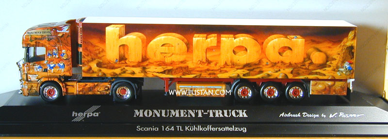 herpa® MINIATURE MODEL No.1 WORLDWIDE Schmitz Euro Part Quality you can feel Jürgen J. Schmid Transporte Teublitz Airbrush Design by W. Rosner Scania 164L 580 Herpa