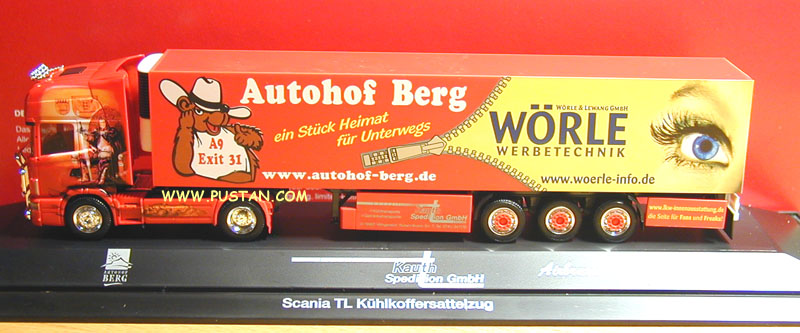 Kauth Spedition GmbH Kühltransporte Getränketransporte Villingendorf / Ogäber / Scania Vabis Bärenstark / Autohof Berg ein Stück Heimat für Unterwegs A9 Exit 31 / Airbrush Design by W. Rosner / www.lkw-innenausstattung.de die Seite für Fans und Freaks! / Wörle & Lewang GmbH Werbetechnik Kauth