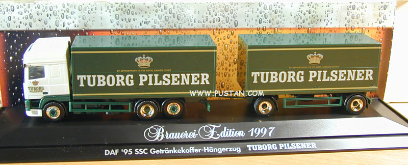 Tuborg Pilsener by Appointment to the Royal Danish Court / Brauerei-Edition 1997 / DAF '95 SSC Getränkekoffer-Hängerzug Tuborg