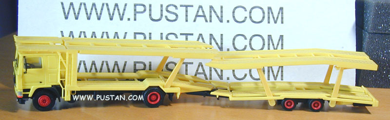 Herpa 800440 Autotransporterhängerzug 2a/2a neues Fahrerhaus neuer Kühlergrill Chassis mattschwarz schwefelgelb 800440