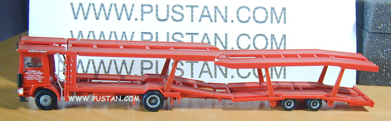 Herpa 800440 Autotransporterhängerzug 2a/2a feuerrot F10 Cotra Rothrist · Agno · Hunzenschwil · Studen · Birrfeld · Genève Cotra