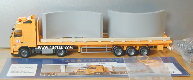 H0 Volvo FH 460 EEV beladen mit Max Bögl Betonelementen für Windkraftanlagen Zertifikat Nr. von 500 herpa MC Vedes Y35 Ladegüter Bauer Maxhütte Globetrotter XL Edition Fortschritt baut man aus Ideen Max Bögl