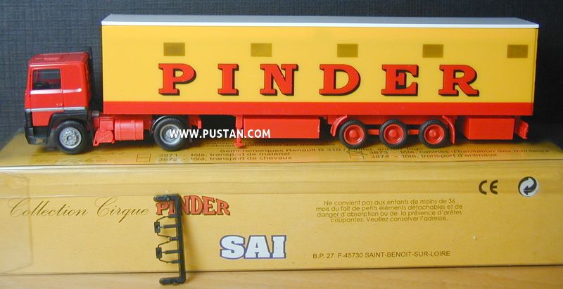 Collection Cirque PINDER SAI 3873 Renault R310 tôlé, cabines d'habitation des monteurs Tirage numéroté limité à 300 500 exemplaires Semi-remorques ancien logo No 48 Pinder