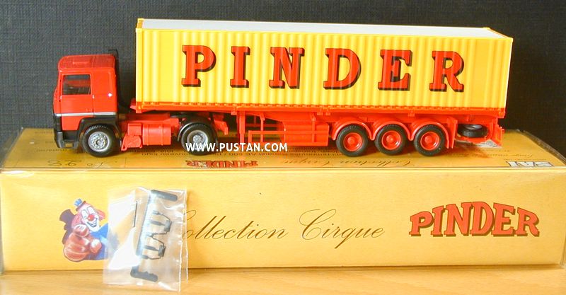 Collection Cirque PINDER SAI 3875 Renault R310 avec container, transport de matériel Tirage numéroté limité à 300 500 exemplaires Semi-remorques ancien logo No 28 Pinder